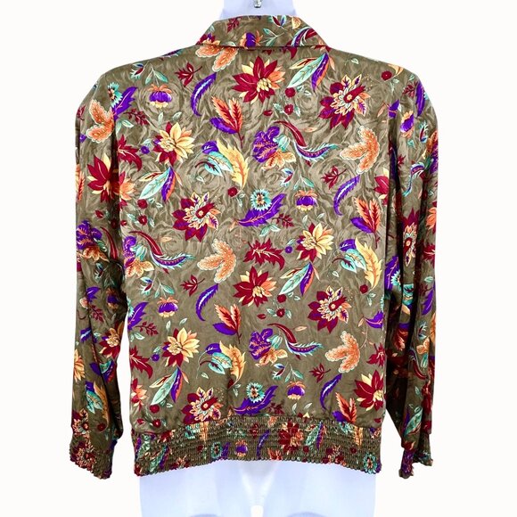 VTG Philippe Marques Floral Print Double-Breasted Jacket Top Embroidered Mesh 12 - Picture 4 of 6